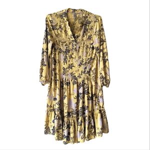 Anthropologie Yellow Indigo Purple Floral Nightgown Intimate Sleepwear Pajamas